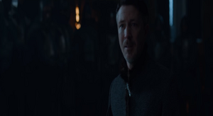 Petyr pleads with Sansa to spare his life after all his schemes are exposed.