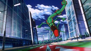 Rayquaza in the city.