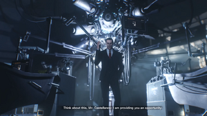 The Administrator offering Sebastian the opportunity to save his daughter.