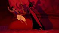 Jafar throwing Aladdin aside.