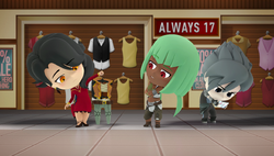 Cinder shopping with Emerald and Mercury.