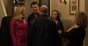 Phil gets into an argument with Dan after confronting him for driving Ricky out of Walford (2000).