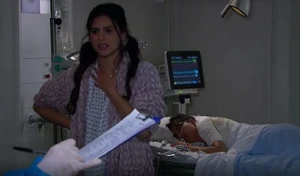 Meena after attempting to kill Priya Sharma in a hospital.