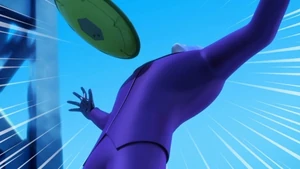 Hawk Moth hit by Carapace's shield.