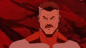 Omni-Man telling the Flaxans that Earth is not there's to conquer.