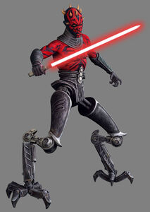 Maul revived as a cyborg in Star Wars: The Clone Wars.