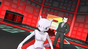 Giovanni with his Mewtwo.