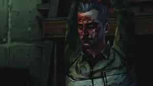 Randall smiling and showing no remorse while the kids are crying about him killing their dad.