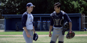 Bryce and Zach at the baseball field in "The First Polaroid".