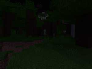 The Wither boss rampaging its other fellow hostile mobs during nighttime.