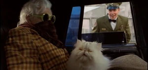 Mr. Tinkles impersonating his owner, Mr. Mason.