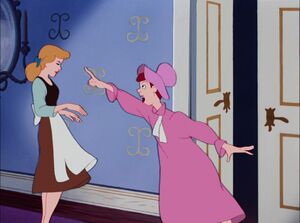 After finding Gus in her breakfast tray, Anastasia accuses Cinderella of pranking her.