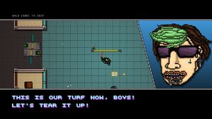 HM2GangLeaderTurf.jpg (328 KB) The Gang Leader sprays graffiti on a subway map and claims the subway as his turf.