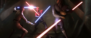 Maul and Savage attack Kenobi.