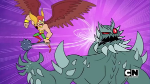 Hawkman Smacks Doomsday's Face