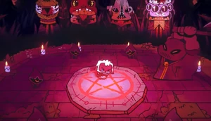 The Lamb being sacrificed during the game's introduction.