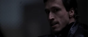 Korda having an argument with his cowardly cousin, Clarence Teal.