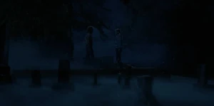 "Billy" confronting Max in the Roane Cemetery.