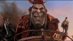 Archibald Snatcher’s evil grin as he tells that he want's Portley Rind's hat.