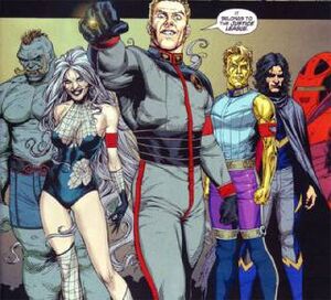 Earth-Man with other zealots.