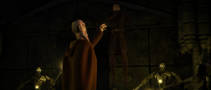 Count Dooku assaulted Skywalker with a Force choke.