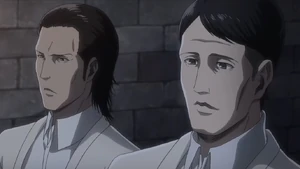 Kenny and Sannes.png (481 KB) Sannes around 829, being friendly and welcoming to new fellow enforcer and reformed criminal Kenny Ackerman, not judging or resenting him for his background.