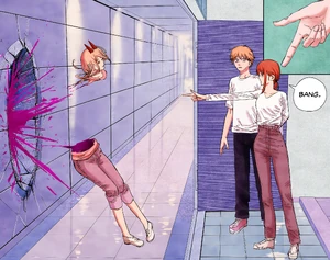 Makima killing Power in front of Denji.