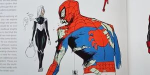 Zombie Spider-Man and Night-Spider in the Spider-Man: Across the Spider-Verse: The Art of the Movie artbook.