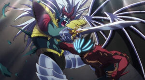 Baran taking the Black Core out of Hadlar's body.