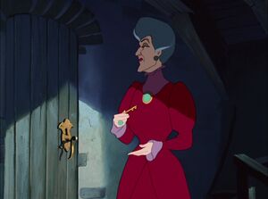 Lady Tremaine having locked Cinderella in her bedroom.