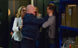 Phil attacks Hunter after their respective parties attempt to defuse the situation (2018).