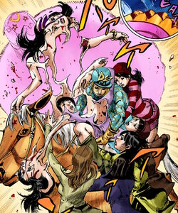 Alternate World Diego using his fans as a shield from Tusk Act 4's attack.