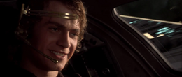 Skywalker smiles as the Jedi engaged the enemy fighters with the help of the clone fighter squad.