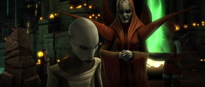 Ventress emerged from her unconscious state to find Talzin by her bedside.
