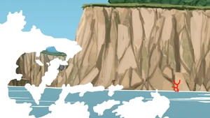 The Dark Lord flies straight at a cliff.