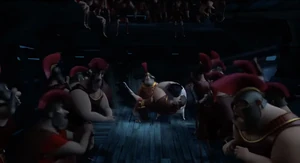 Grunion kissing Agamemnon during their wedding.