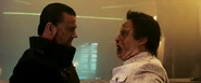 Jigsaw making one final exchange with the Punisher after being impaled with a sharp pole