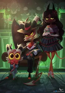 A portrait of Moxxie as a child with his family.