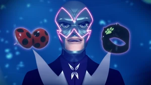 Hawk Moth telling Prime Queen to get him Ladybug and Cat Noir's Miraculouses.