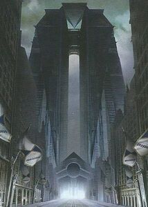 An artwork of Urobros Corporation's domain, Uroboros City.