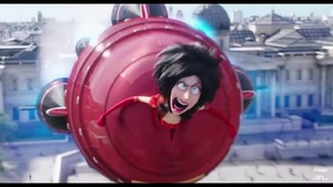 Scarlet about to attack a giant Kevin