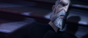 Anakin kicked Dooku in the abdomen, knocking him to the ground.