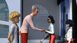 Gabriel helping Tomoe Tsurugi onto the Startrain.