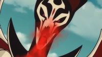 Necrafa uses her powers to block the attacks of the mysticons and attack them back.