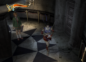 Saber.png (1.28 MB) Jemima wielding fencing sabers in Clear Mode.