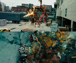 Sentinel Prime kills Ironhide