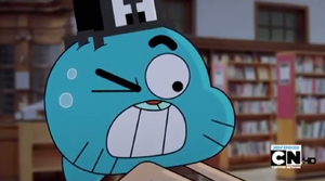 Ocho preventing Gumball from deleting the video