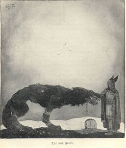 Tyr and Fenrir by John Bauer