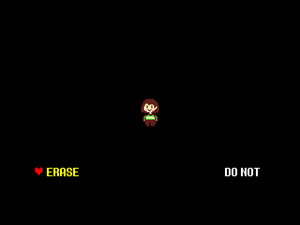 Chara offering the choice to erase the world or to not.