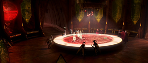 The leadership of the new Confederacy regrouped in the Geonosian command center with Dooku joining them.